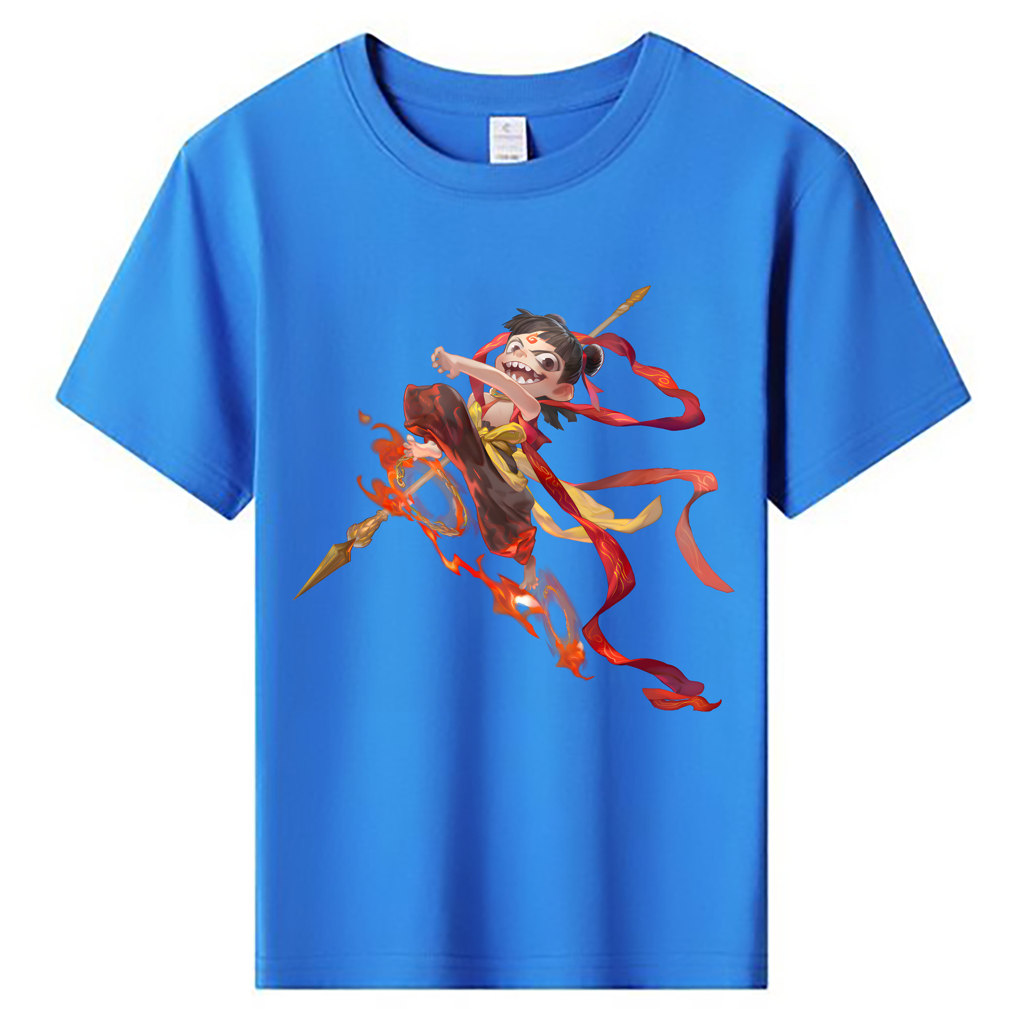 （画像用） Ne Zha 2 ナタ 魔童の大暴れ 綿100％キッズTシャツ（フロントプリント）